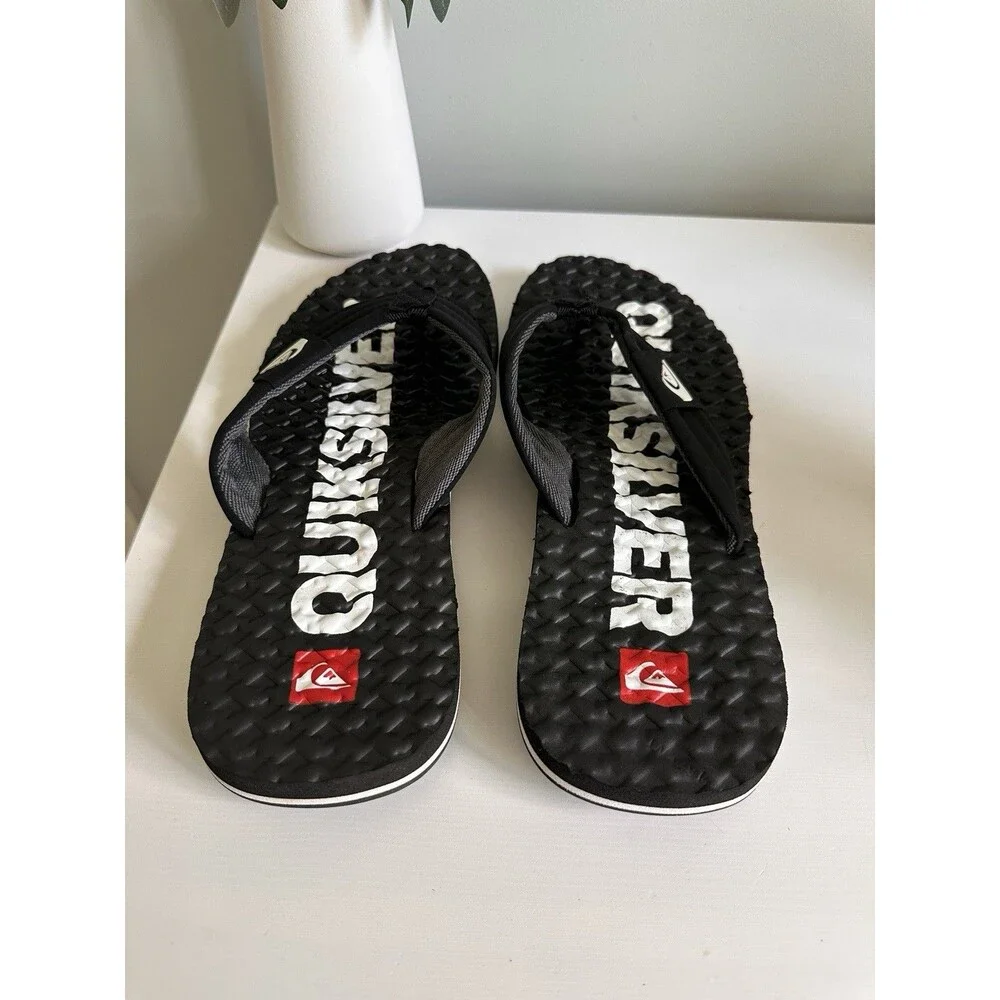 Quicksilver Molokai Men’s Flip Flop Size 10/10.5 Beach Surf Sandals White Logo
